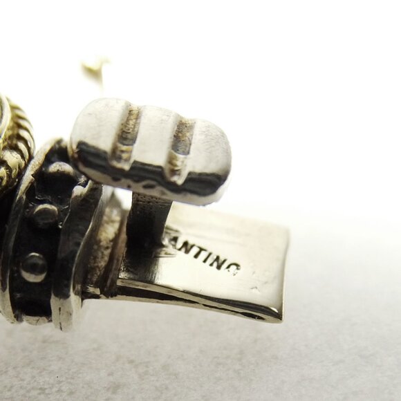 KONSTANTINO Sterling Silver 18K Yellow Gold Blue Stone Bangle Bracelet - Picture 8 of 11